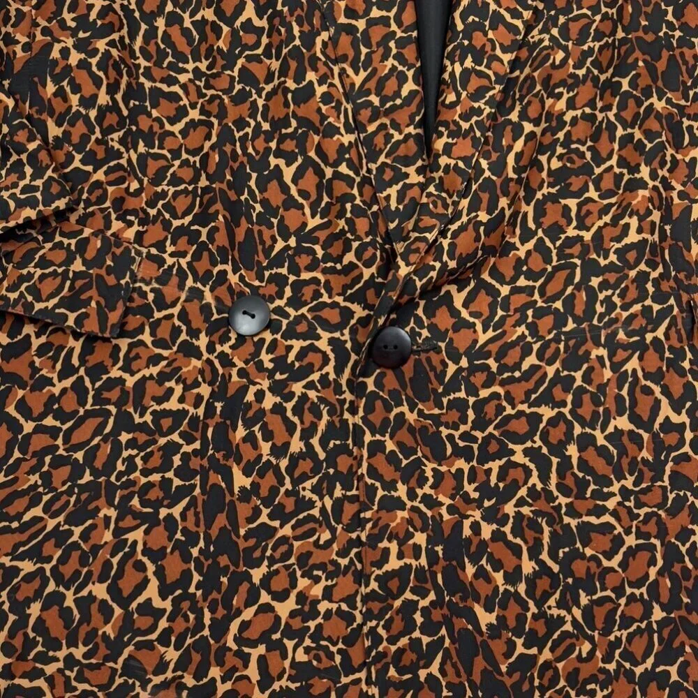 Dorman Vintage 100% Silk Animal/Leopard Print Oversized Blazer Women's Size M